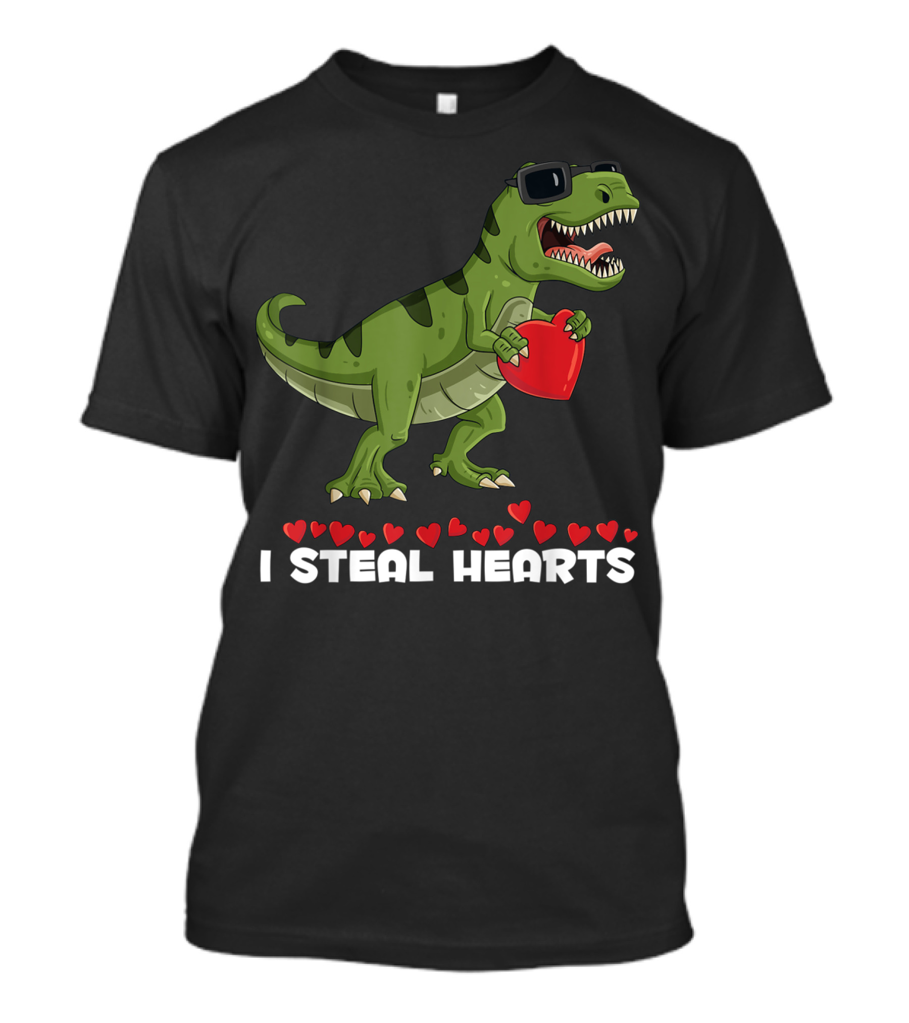 I Steal Hearts T-Rex Holding Heart Valentine's Day T-Shirt