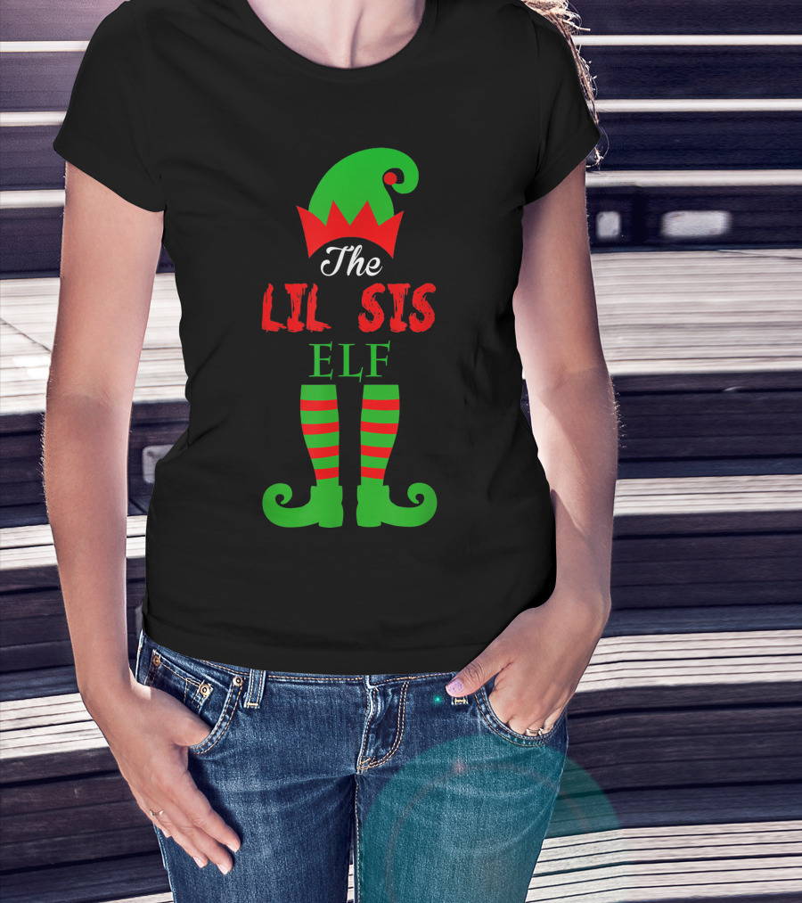 The Lil Sis Elf Family Holiday Costume T-Shirt