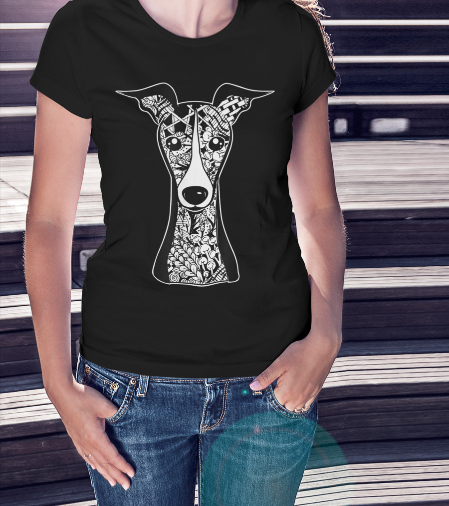 Italian Greyhound Face Zentangle T-Shirt