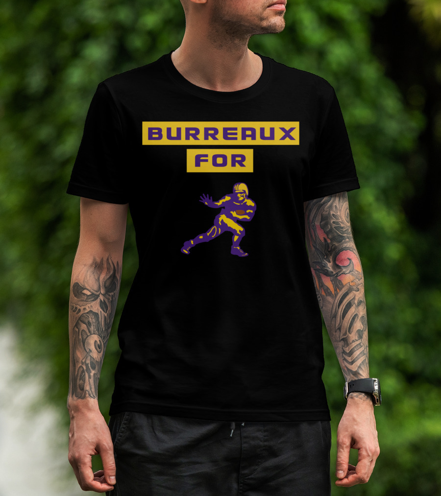Burreaux For Heisman Joe Burrow Football Purple And Gold T-Shirt