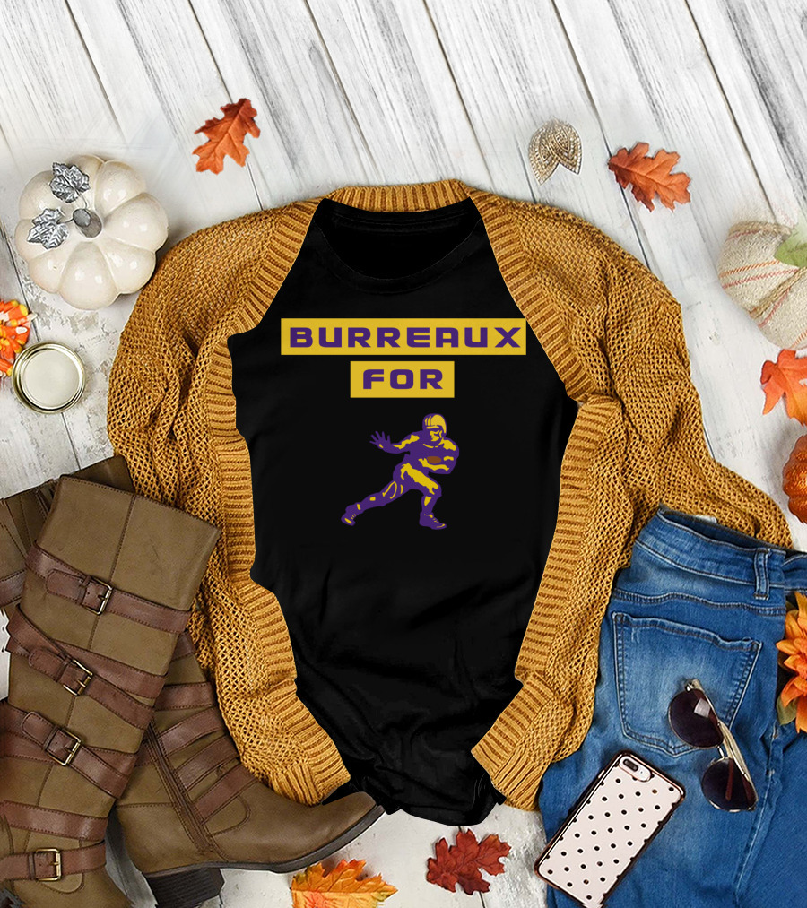 Burreaux For Heisman Joe Burrow Football Purple And Gold T-Shirt