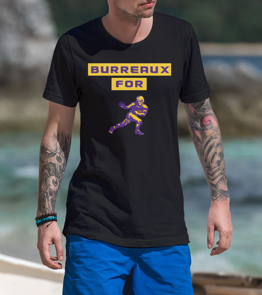 Burreaux For Heisman Joe Burrow Football Purple And Gold T-Shirt