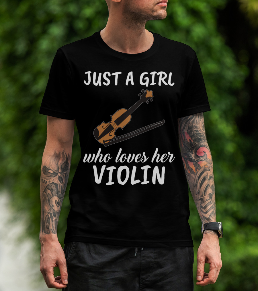 Just A Girl Who Loves Her Violin With Illustrated Instrument T-Shirt
