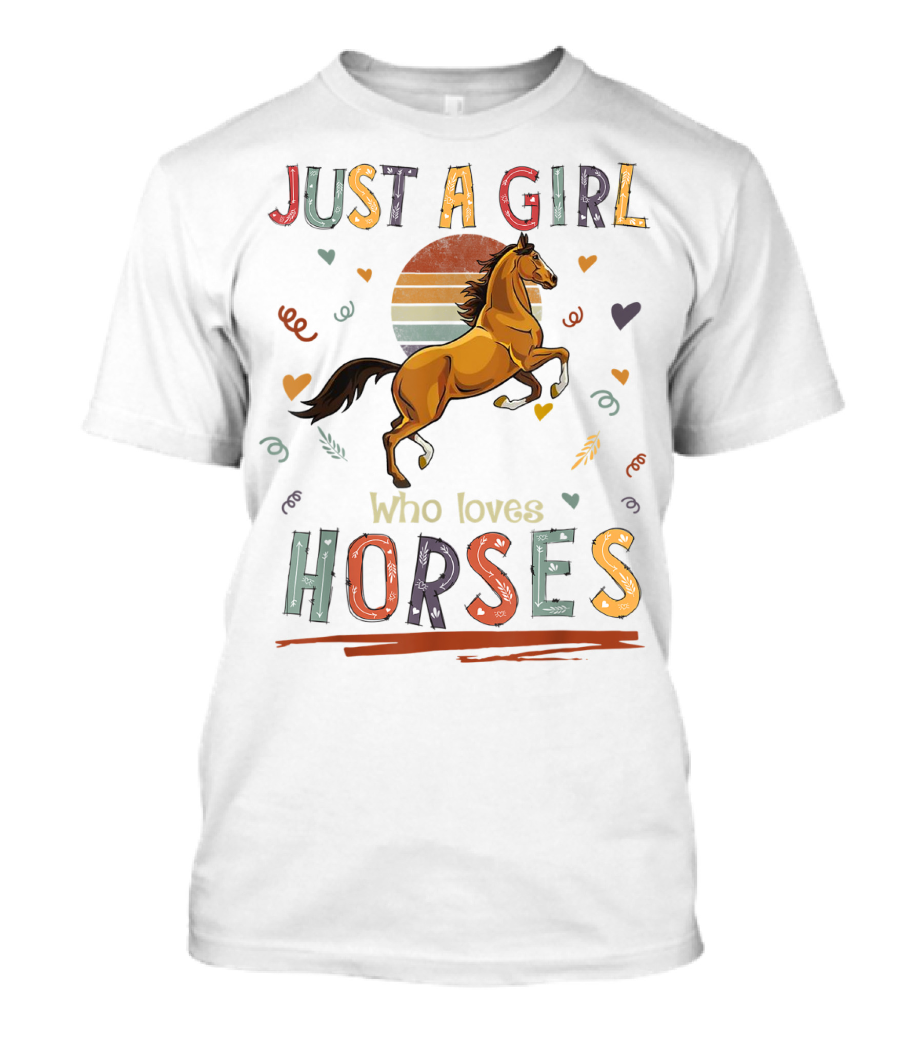 Just A Girl Who Loves Horses Retro Sunset Horse Riding Passion T-Shirt