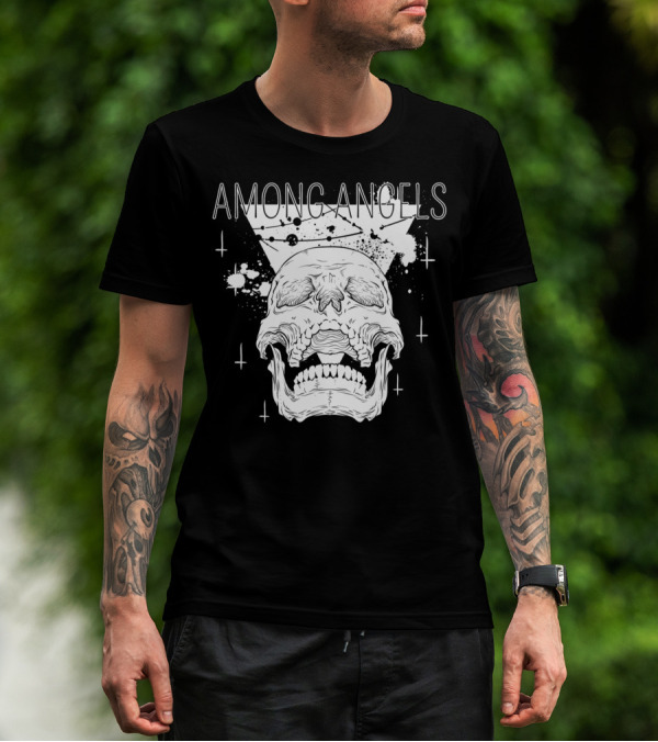 Among Angels Skull Gothic Pastel Goth Grunge Starry Splatter Graphics T-Shirt