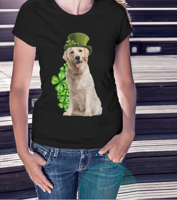 Golden Retrievers Shamrock St. Patrick's Day Dog Lovers T-Shirt