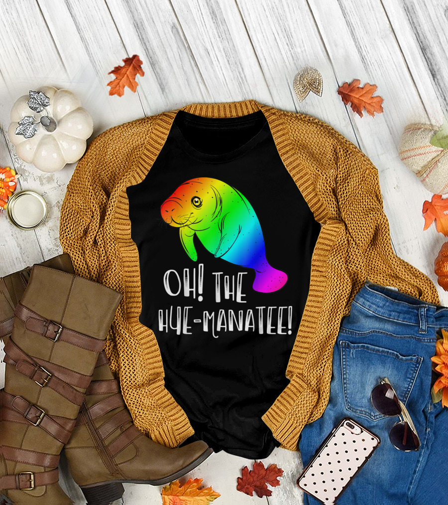 Oh The Hue-Manatee Funny Vintage Sea Cow T-Shirt