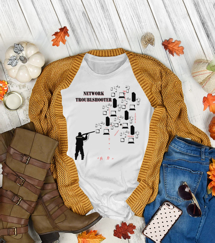Network Troubleshooter Silhouette with Computer Connections T-Shirt