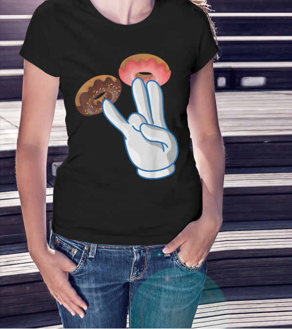 2 In The Pink 1 In The Stink Hand Gesture With Two Sprinkle Donuts Dark Humor T-Shirt