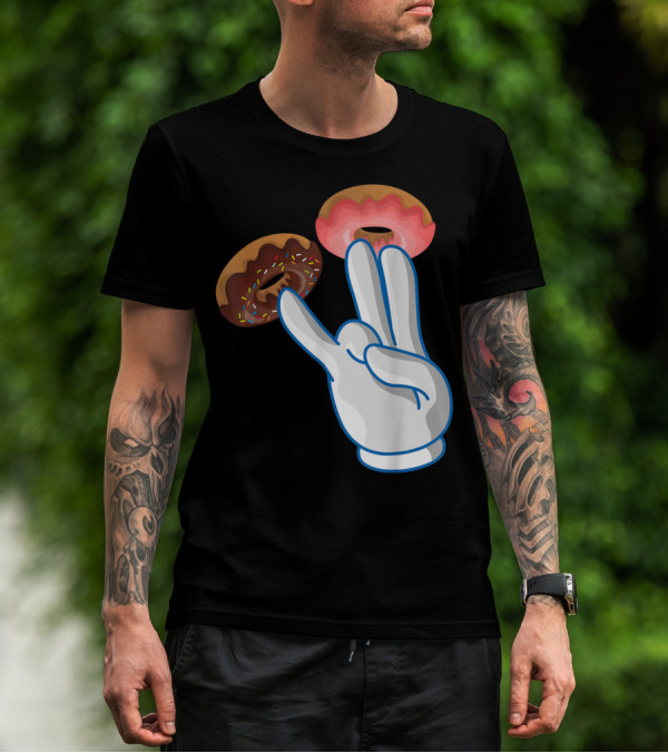 2 In The Pink 1 In The Stink Hand Gesture With Two Sprinkle Donuts Dark Humor T-Shirt