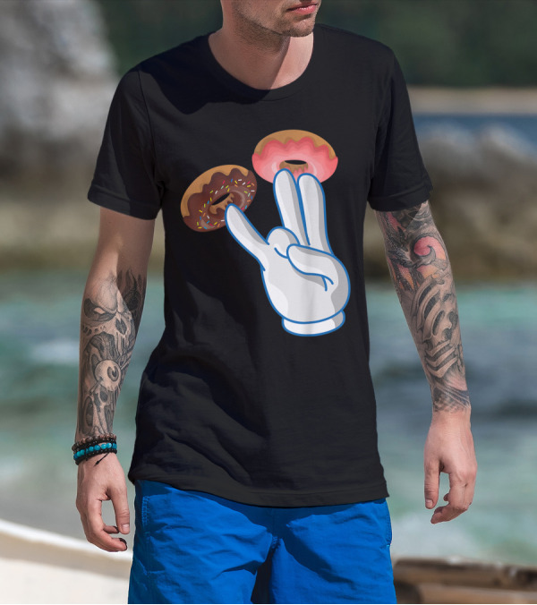 2 In The Pink 1 In The Stink Hand Gesture With Two Sprinkle Donuts Dark Humor T-Shirt