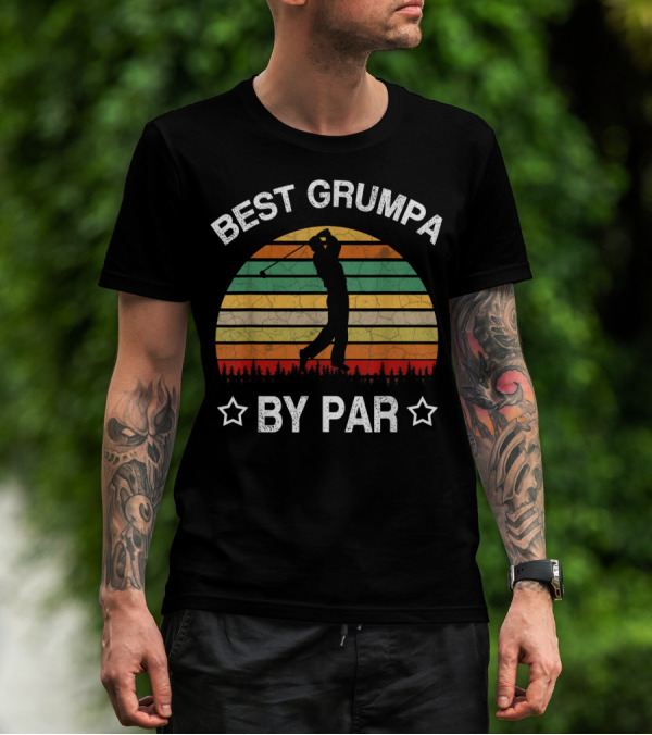 Best Grumpa By Par Golf Vintage Sunset T-Shirt