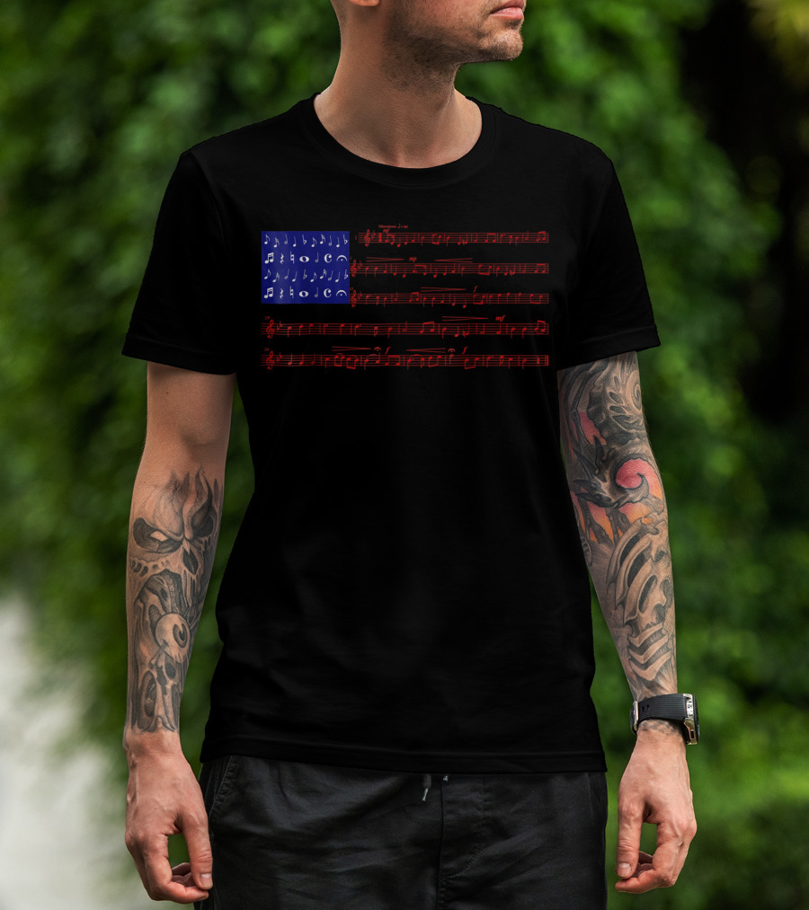 Independence Day American Flag Music Notes Fourth Of July T-Shirt