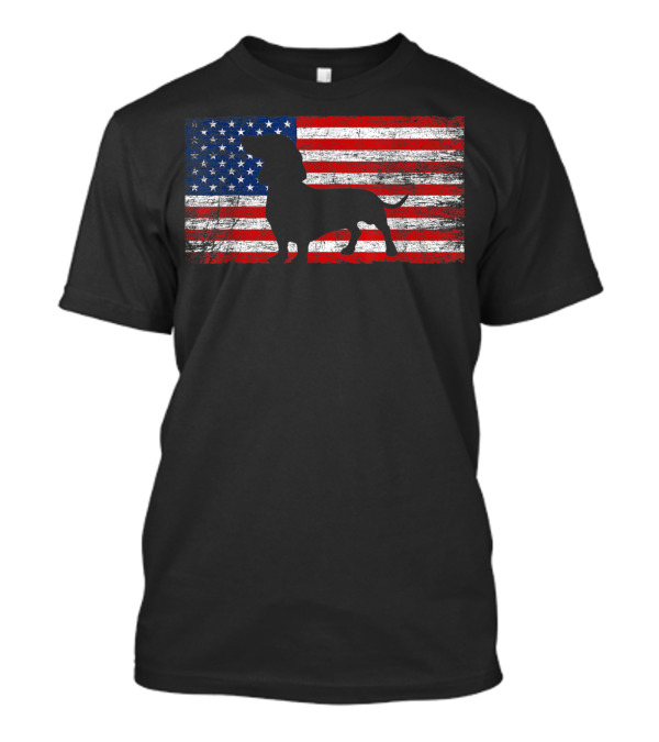 Dachshund Silhouette American Flag Dog Lover 4th Of July T-Shirt