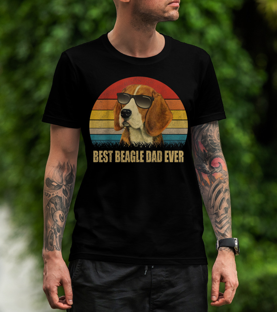 Best Beagle Dad Ever Retro Sunglasses Dog T-Shirt
