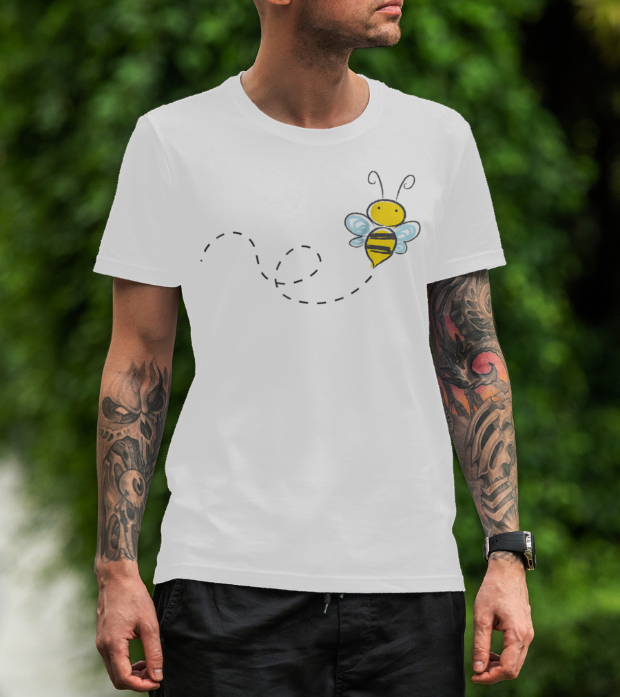 Bumble Bee Cute Doodle With Wings And Flight Path T-Shirt