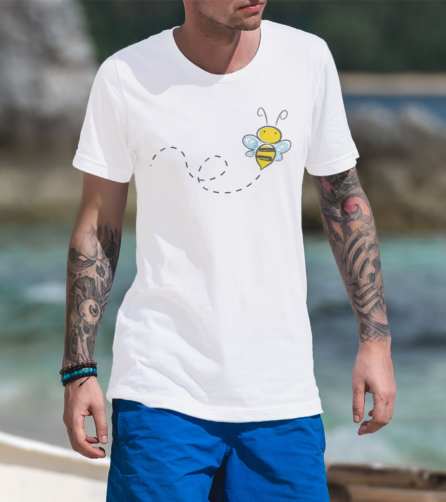 Bumble Bee Cute Doodle With Wings And Flight Path T-Shirt