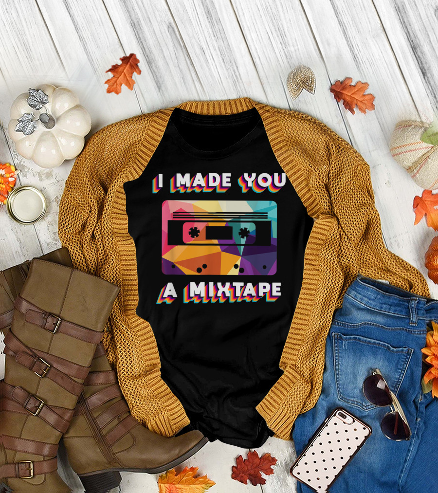 I Made You A Mixtape Colorful Cassette Vintage T-Shirt