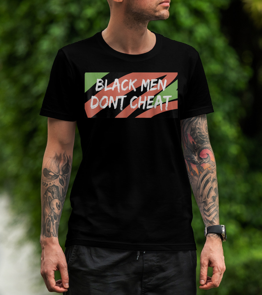 BLACK MEN DONT CHEAT Black Red Green Stripes T-Shirt