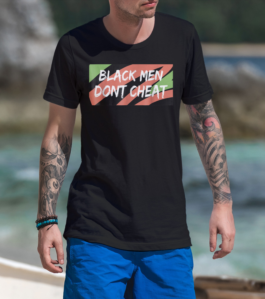 BLACK MEN DONT CHEAT Black Red Green Stripes T-Shirt