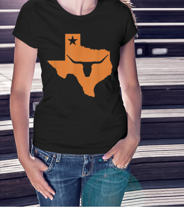 Texas Longhorn Bull Orange State Star T-Shirt