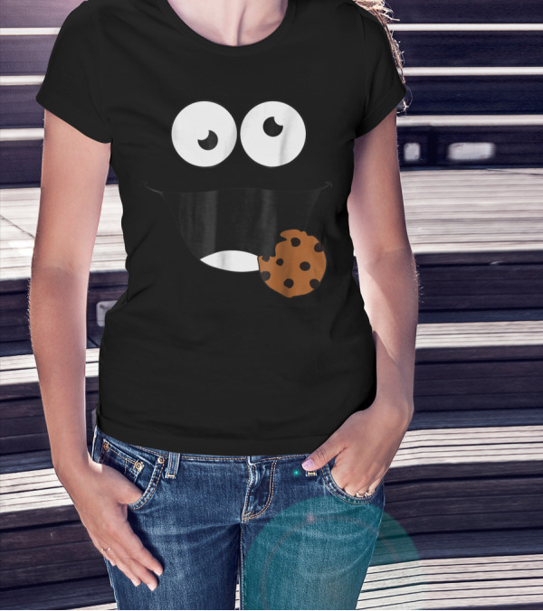 Cute Monster Cookie Funny Face Eating Cookie T-Shirt