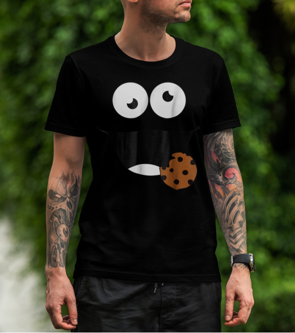 Cute Monster Cookie Funny Face Eating Cookie T-Shirt