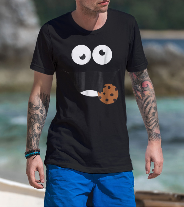 Cute Monster Cookie Funny Face Eating Cookie T-Shirt