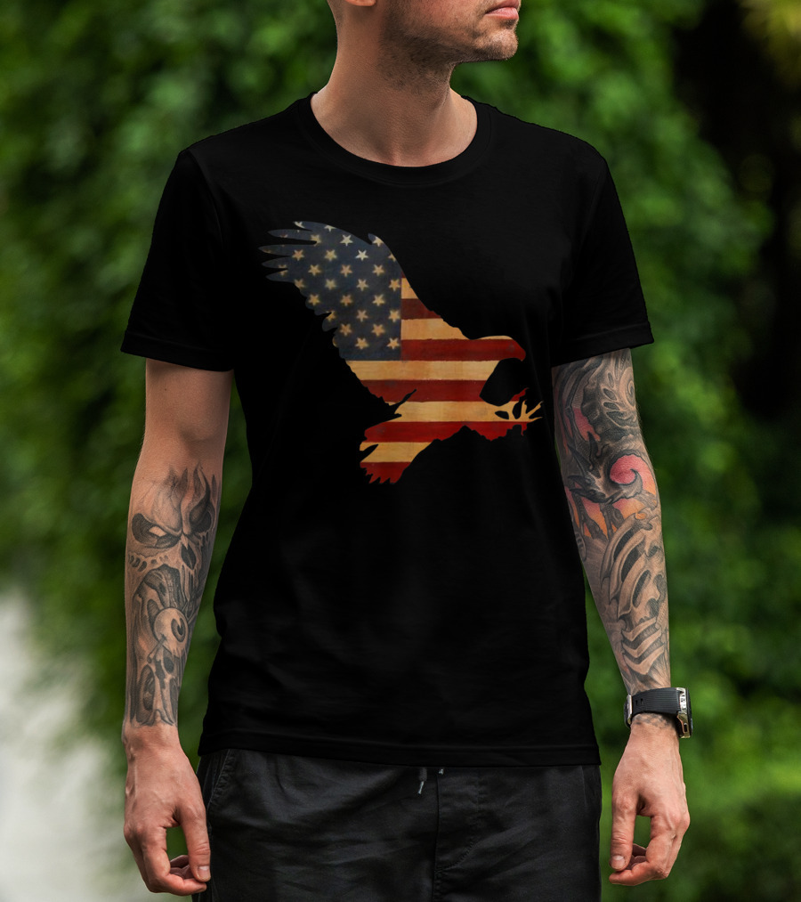 American Flag Eagle Silhouette Cool T-Shirt