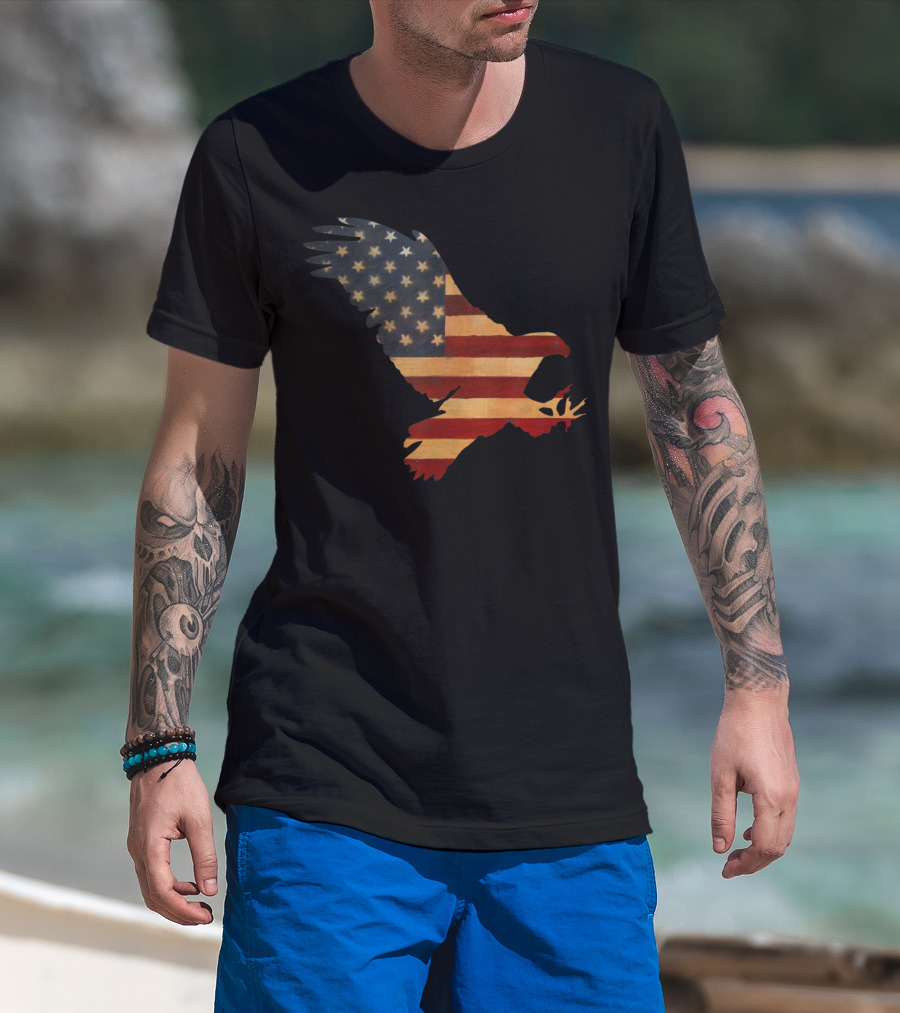 American Flag Eagle Silhouette Cool T-Shirt