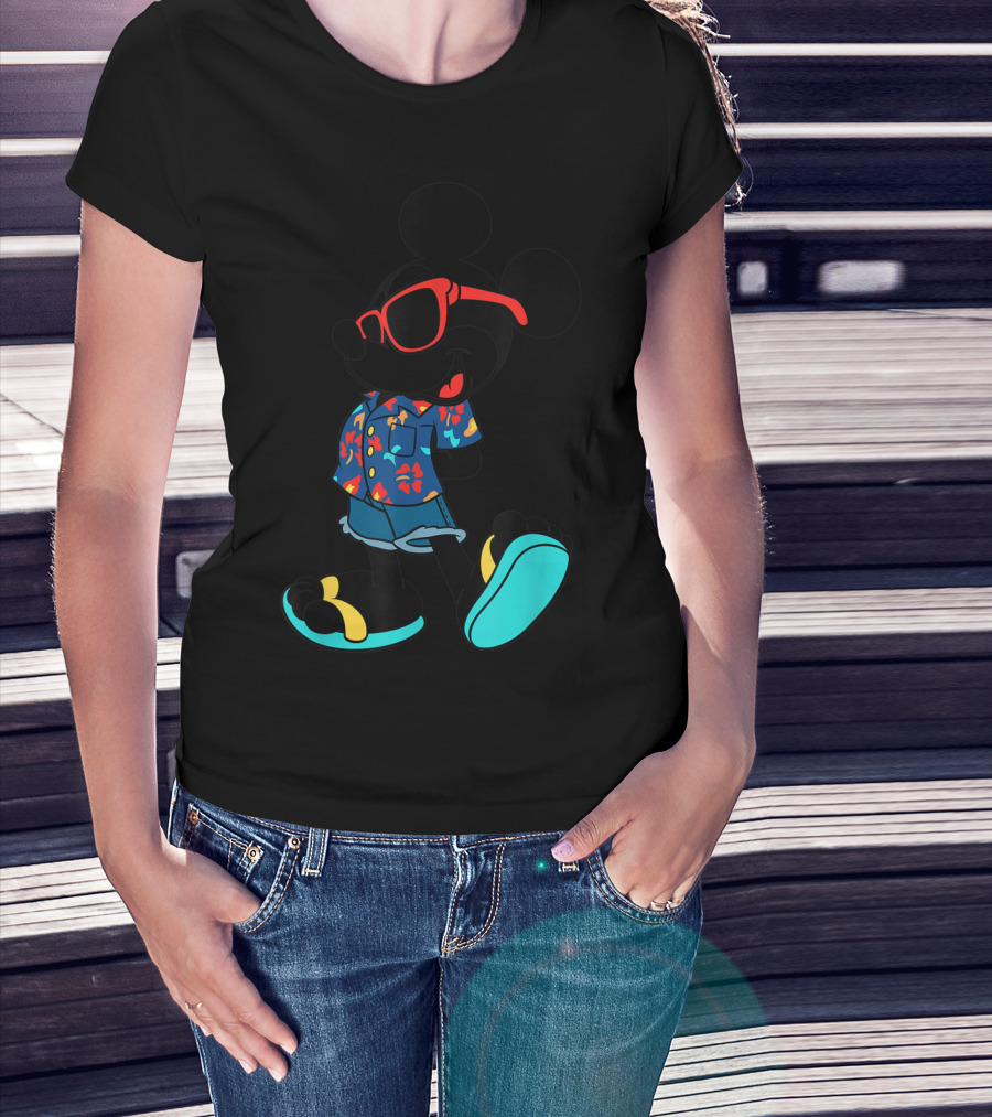Disney Mickey Mouse Hawaiian Shirt With Sunglasses Summer T-Shirt