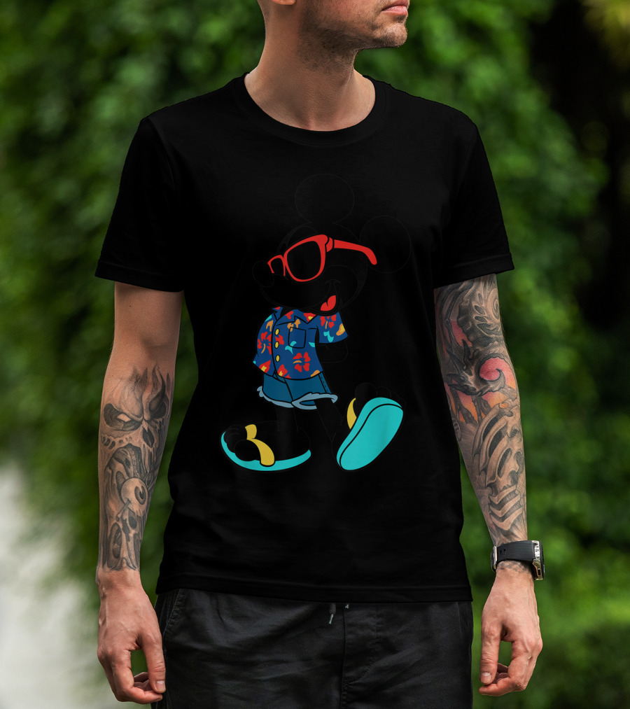 Disney Mickey Mouse Hawaiian Shirt With Sunglasses Summer T-Shirt