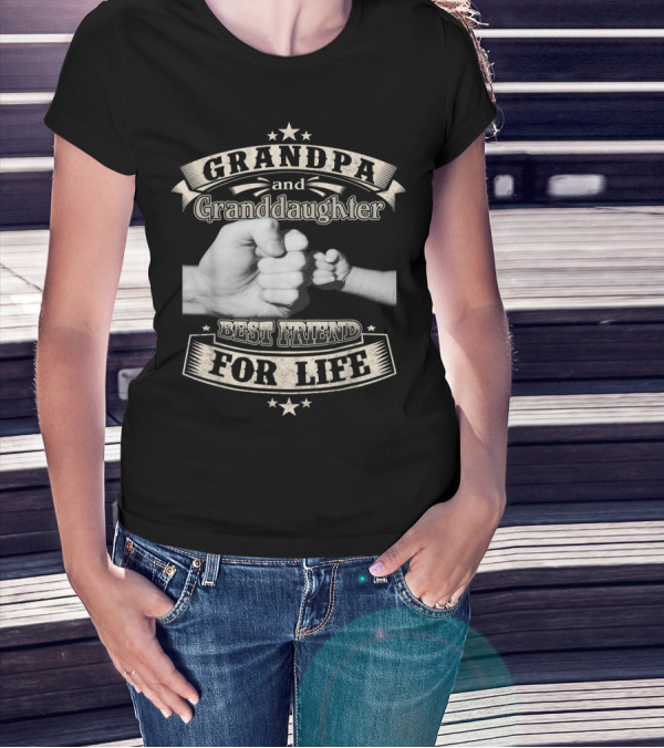 Grandpa And Granddaughter Fist Bump Best Friend For Life With Stars T-Shirt