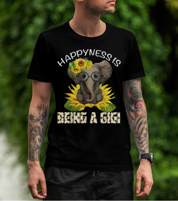 Happiness Is Being A Gigi Elephant With Sunflower Accessories T-Shirt