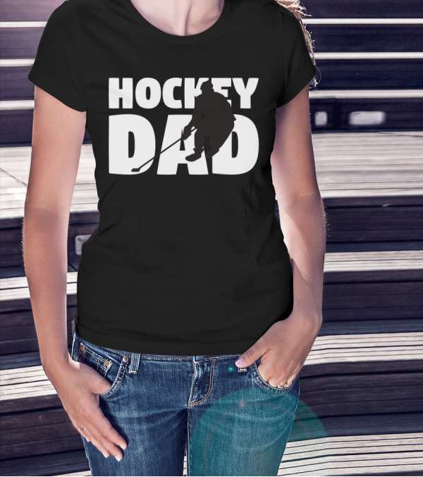 Hockey Dad Father Silhouette Hockey T-Shirt