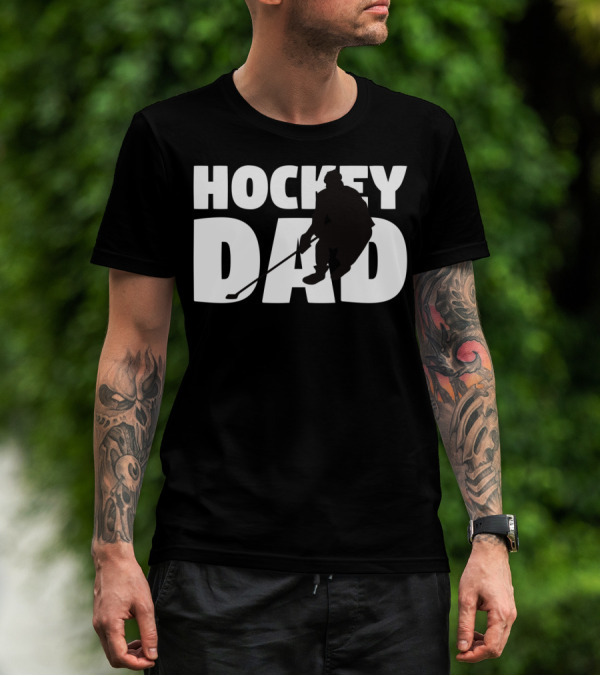 Hockey Dad Father Silhouette Hockey T-Shirt