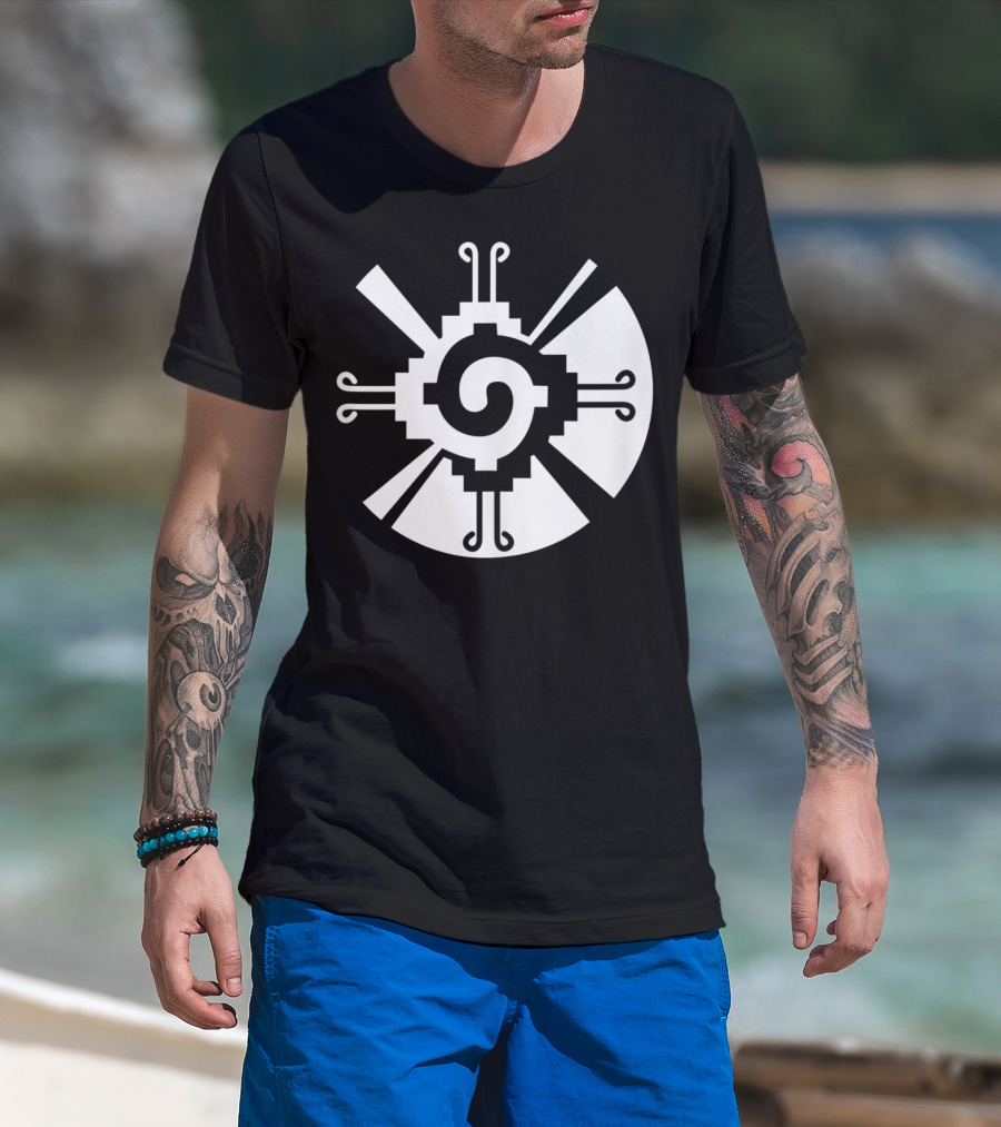 Hunab Ku Mayan Aztec Sacred Symbol Black And White Geometric T-Shirt