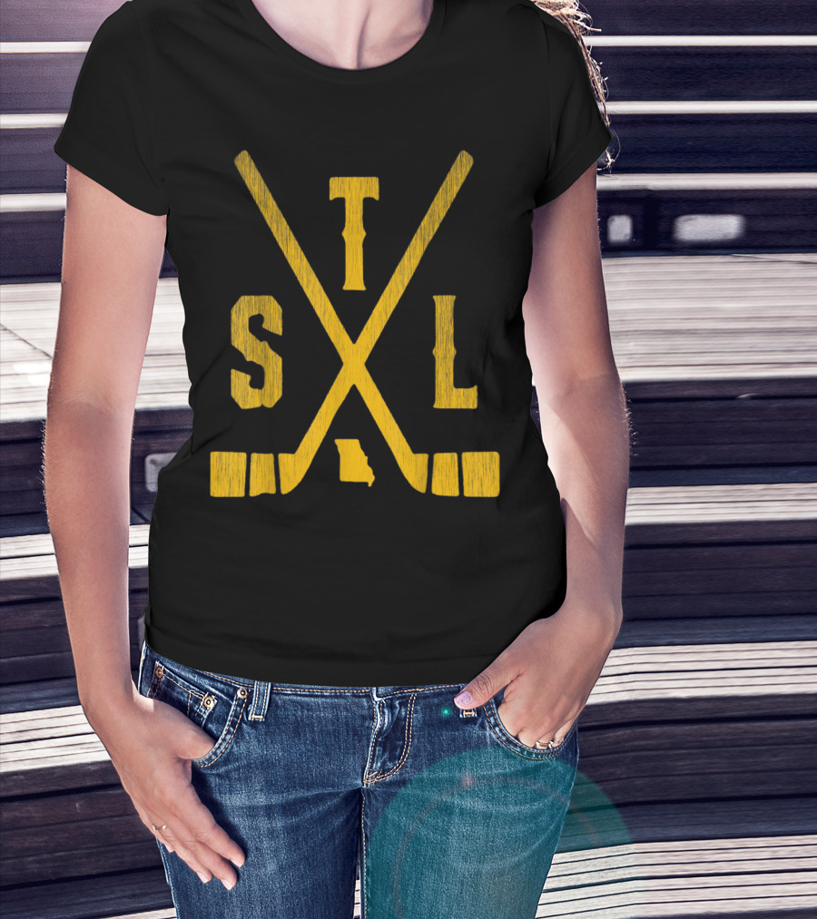 STL Ice Hockey Sticks Missouri State Outline T-Shirt