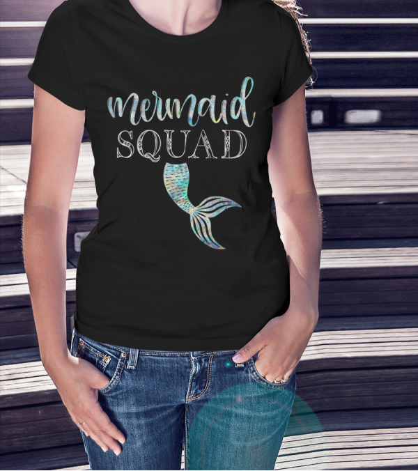 Mermaid Squad Party Cute Girl Family Tail T-Shirt