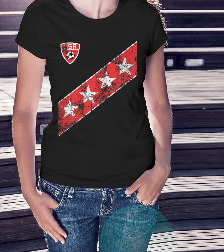 USA Soccer Stars Emblem With Red And White Stripes T-Shirt