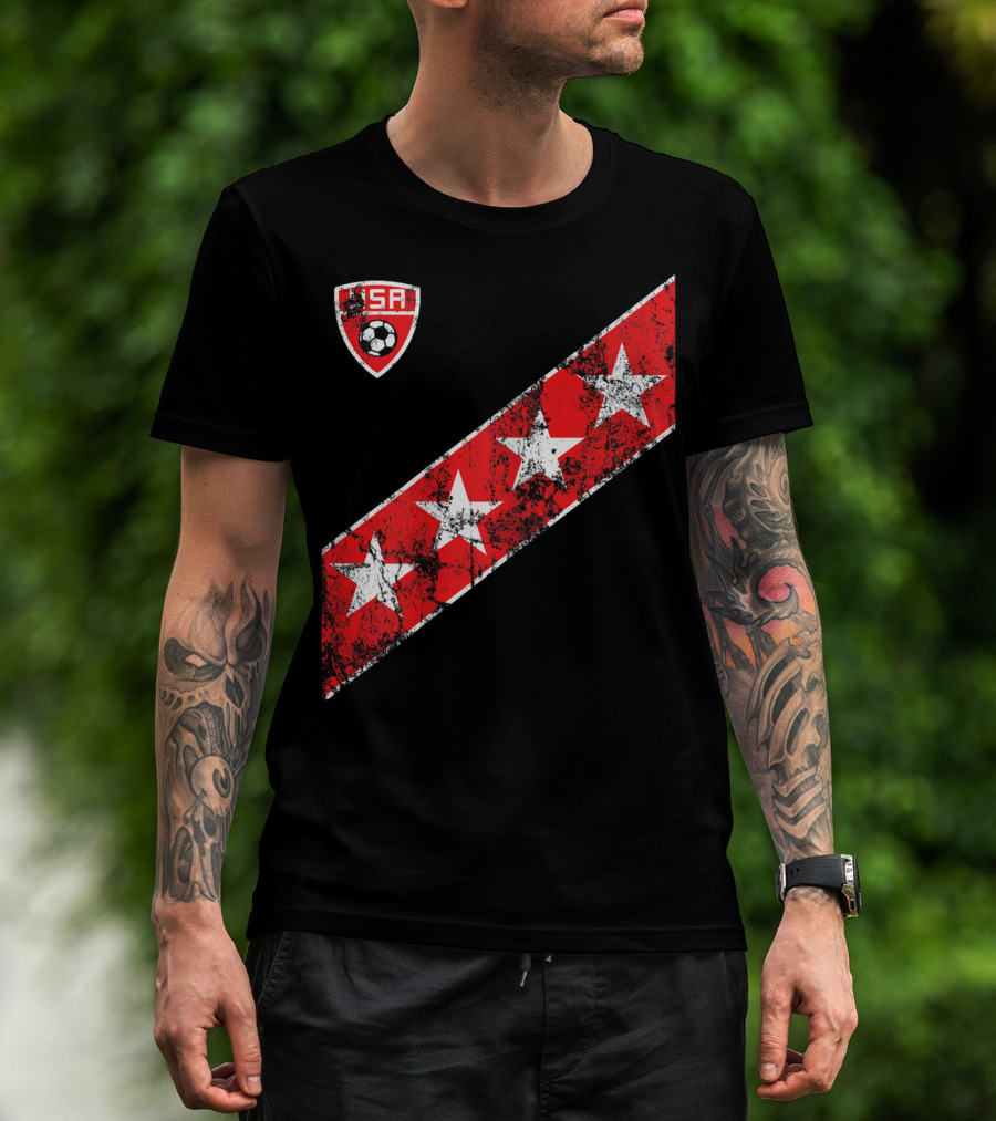 USA Soccer Stars Emblem With Red And White Stripes T-Shirt