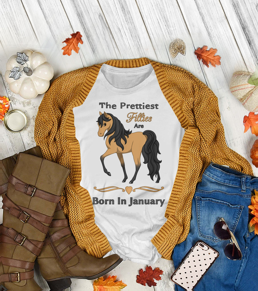 The Prettiest Fillies Are Born In January Buckskin Horse T-Shirt