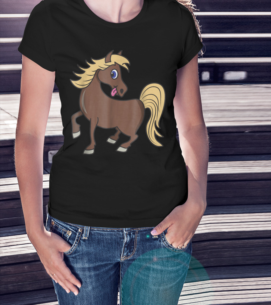 Cute Funny Brown Pony With Blonde Mane T-Shirt