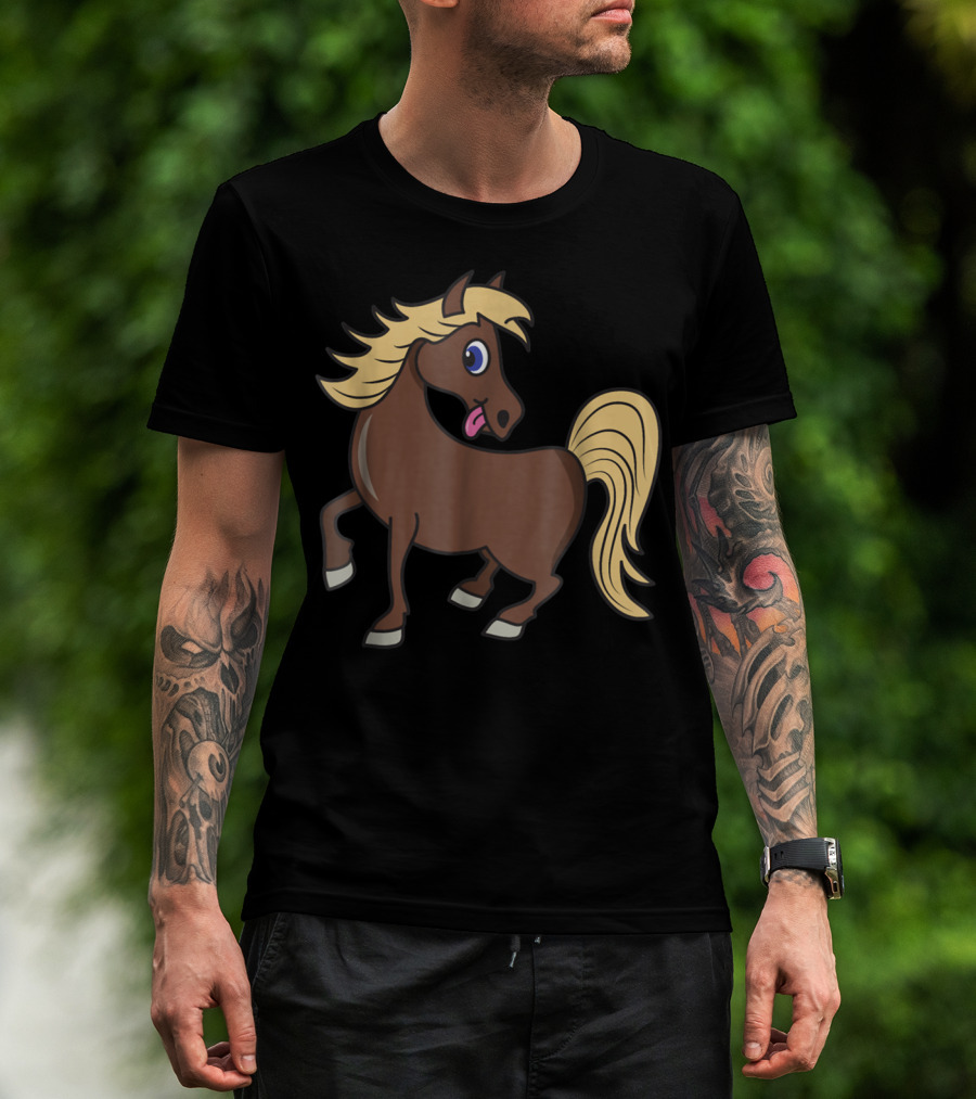 Cute Funny Brown Pony With Blonde Mane T-Shirt