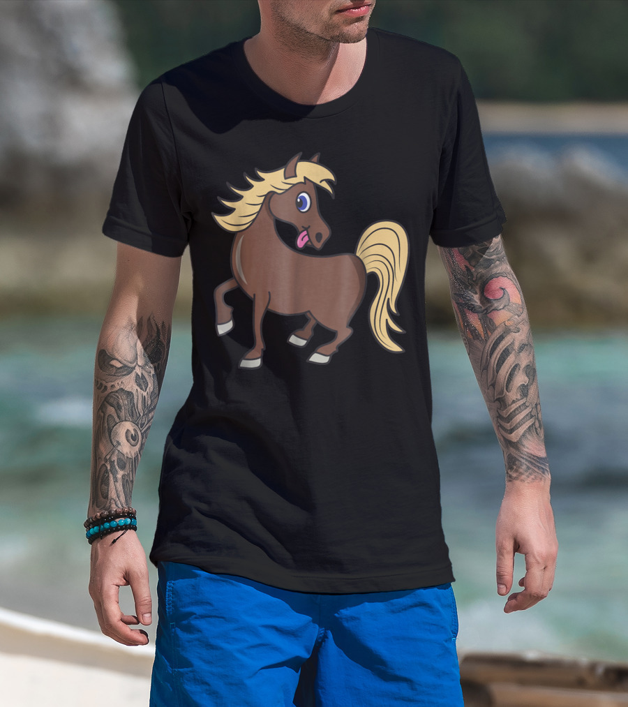 Cute Funny Brown Pony With Blonde Mane T-Shirt