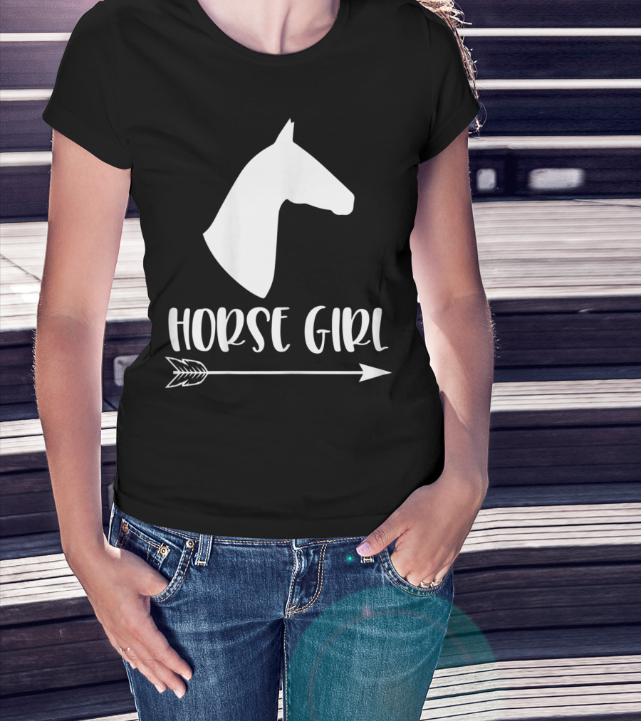 White Horse Girl Silhouette With Arrow I Love My Horses NY T-Shirt