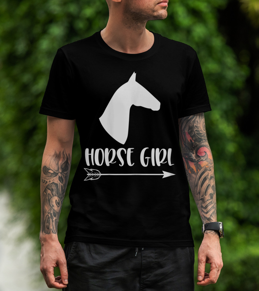 White Horse Girl Silhouette With Arrow I Love My Horses NY T-Shirt