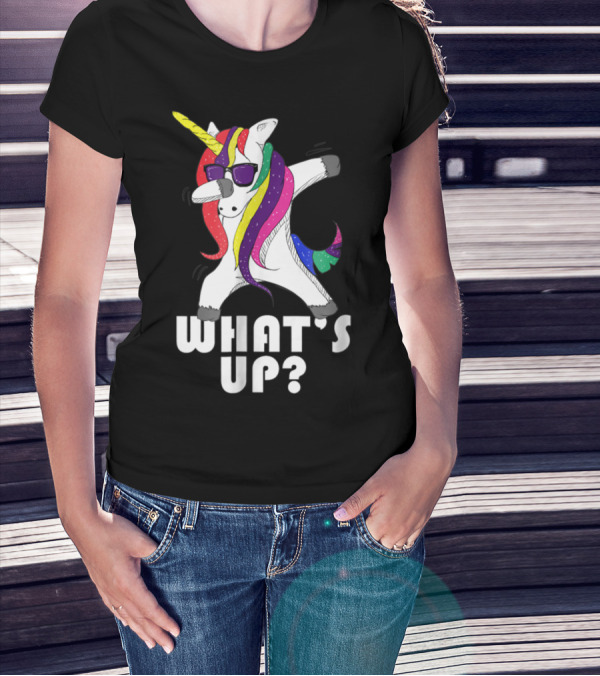 Dabbing Unicorn Rainbow Horse What's Up? T-Shirt