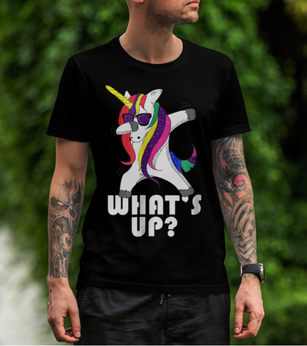 Dabbing Unicorn Rainbow Horse What's Up? T-Shirt