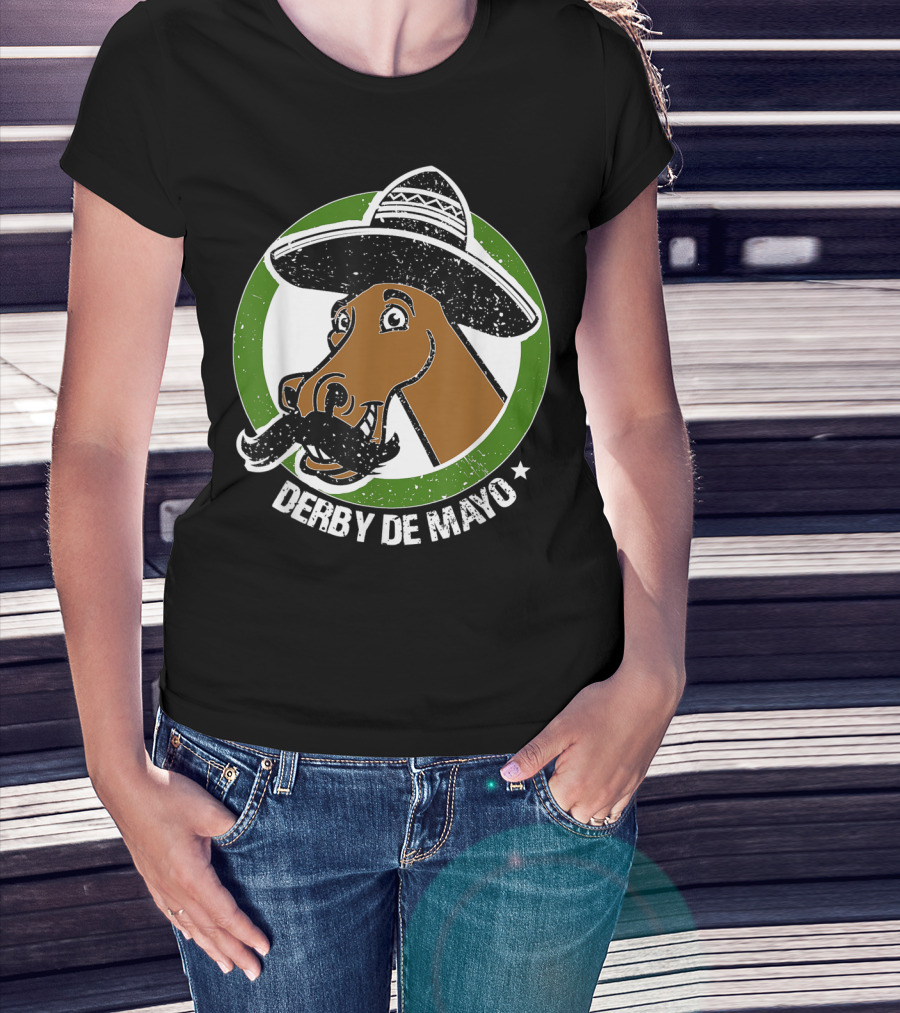 Derby De Mayo Cinco De Mayo Mustached Horse In Sombrero T-Shirt